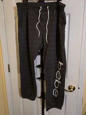 bebe Dark Gray Jogger Pants with White Logo